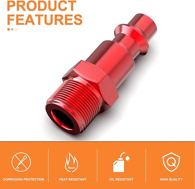 GASHER 30Pcs 1/4-Inch NPT Male Industrial Air Plug, Pneumatic Plugs 300PSI
