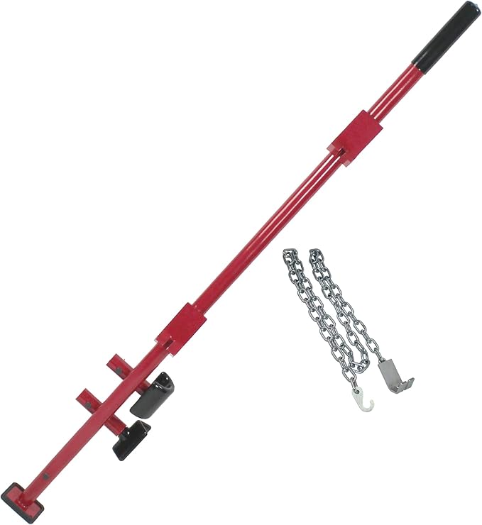 Champ Leverage Bar - 52??Alignment, Prying, and Pulling Stick with 3 Interchangeable Rubber Feet and 6 ft Chain Hook for Auto Body Frame and Panel Repair