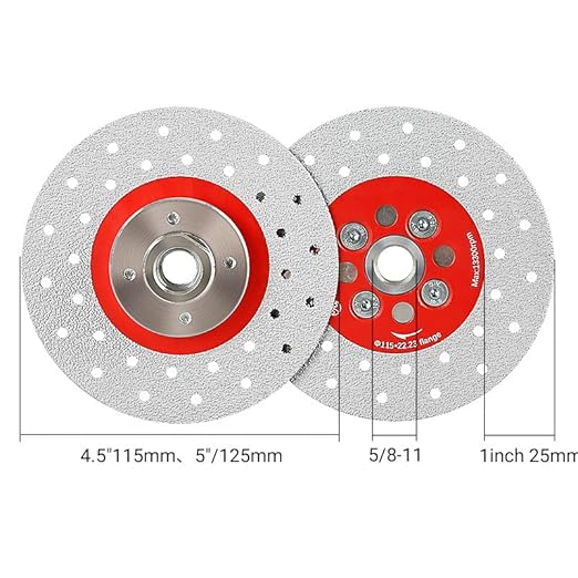 LOZLIN 3PCS 115MM Vacuum Brazed Ultra-Thin Multi-Pore Flat Abrasive Sheet Disc for Porcelain Glass Ceramic Tile Granite Marble Diamond Saw Blade (red and Porous, 1)