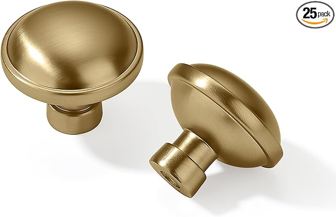 khtumeware 25 Pack Drawer Pulls 1-1/4 Inch Kitchen Cabinet Knobs Solid Round Dresser Drawer Knobs Champagne Bronze Dresser Knobs Drawer Knobs Brass Cabinet Hardware for Cupboard Drawer Pulls