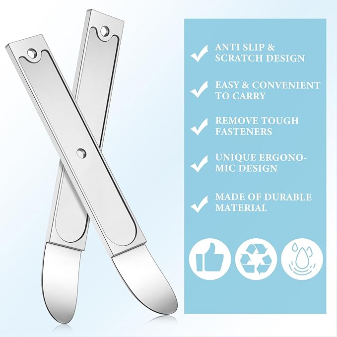 Therwen 3 Pcs 4140 Steel Trim Removal Tool Metal Pry Tool Automotive Pocket Pry Bar for Auto Planes to Remove Trim Interior and Exterior Parts (Silver)
