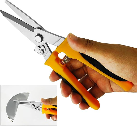 8" Aviation Tin Snips for cutting metal sheet,Heavy Duty Scissors with Safety Lock,Metal Snips cut wires,cardboard,branches,light metal,plastic zip ties,Fabric