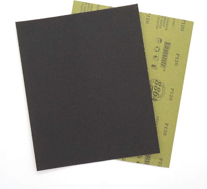 Sandpaper Sheets, 120 Grit Dry Wet Sand Paper, 9 x 11 Inch,Silicon Carbide, for Wood Furniture Finishing,Metal Sanding and Automotive Polishing,10 -Sheet