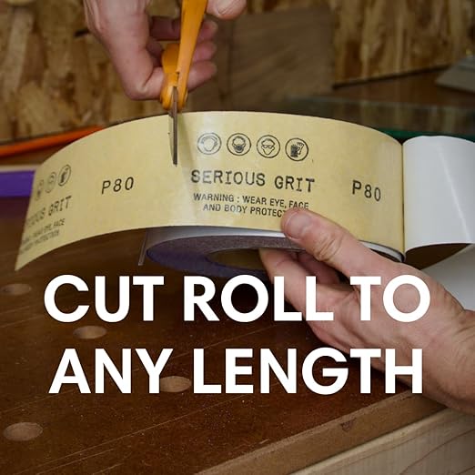 Serious Grit - 320 Grit Ceramic Grain PSA Sandpaper Roll - Heavy-Duty Stickyback Adhesive Longboard Sanding Roll - 2.75" x 20 Yard Continuous Sand Paper for Wood, Metal, Autobody, Paint, Air Sanders.