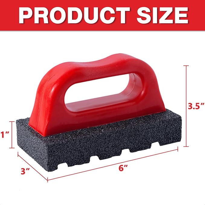 Rub Brick Tool, 20 Grit Masonry Rubbing Brick, Concrete Tools, Removing Smoothing Cleaning Marks Fluted Tool with Handle (2Pack)