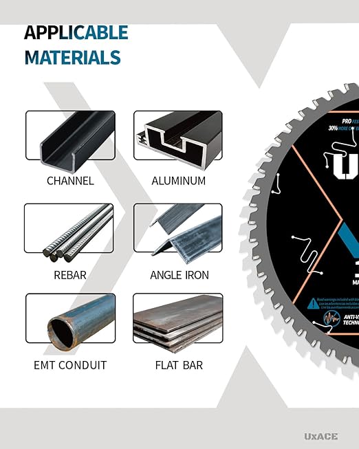 5-3/8-Inch 30-Tooth Circular Saw Blade, 20 mm Arbor, Ferrous Metal, Steel Cutting Blade, Carbide Tip, Thin Kerf, for Channel, EMT Conduit, Angle Iron, Threaded Rod, Flat Bar, 2 Pack