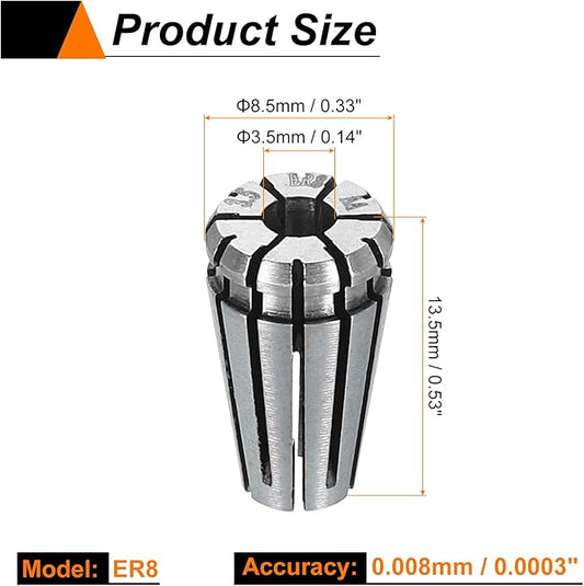 HARFINGTON Spring Collet Chuck ER8 3.5mm 65Mn Spring Steel Precision Router Collets for CNC Engraving Milling Lathe Tool