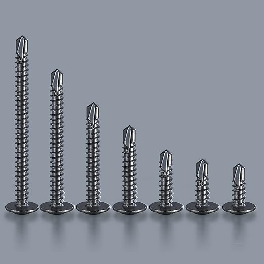 (200Pcs)#8횞1??for Sheet Metal Self-Tapping Screws 410 Black Stainless Steel Truss Head High-Strength Quick Tapping