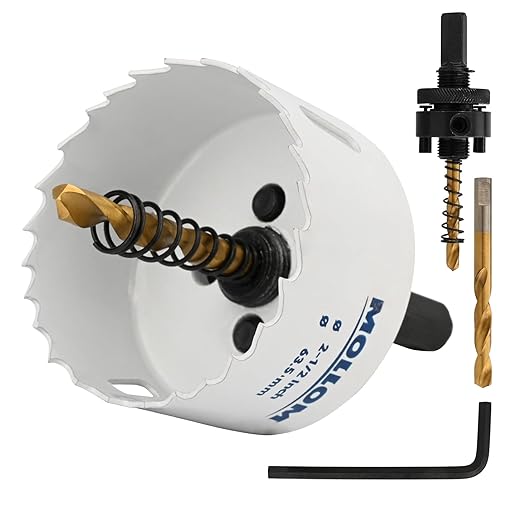 Mollom (63.5mm | 2-1/2") HSS M42 with 8% Cobalt BI-Metal Hole Saw with 2 Pilot Drill Bits & Arbor Smooth Cutting for PVC,Drywall,Wood,Plastic,Gypsum Board,Rubber