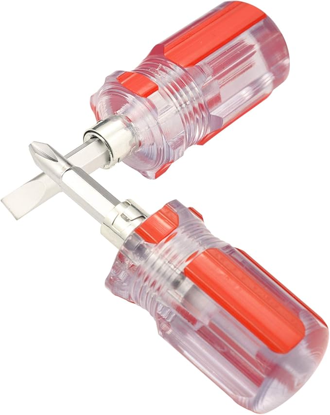 Stubby Magnetic Screwdriver With Phillips Head and Flat Head,Small Pocket Screwdriver for DIY Repairing,2 Piece Set