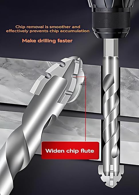 12pcs-New Four-Flute Sawtooth Eccentric Drill Bit, Multifunction Drill Bit Set,High Hardness Skewed Head Eccentric Drill(4+5+6+8+10+12mm)횞2
