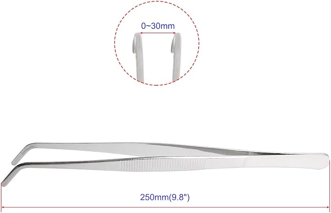 Aoje-Link Stainless Steel Tweezers with Curved Serrated Tip Sewing Machine Electronic Repair Tweezers Pliers Multi-Purpose Tweezers Tool Pliers Silver 2pcs