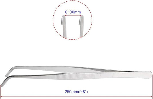 Aoje-Link Stainless Steel Tweezers with Curved Serrated Tip Sewing Machine Electronic Repair Tweezers Pliers Multi-Purpose Tweezers Tool Pliers Silver 4pcs