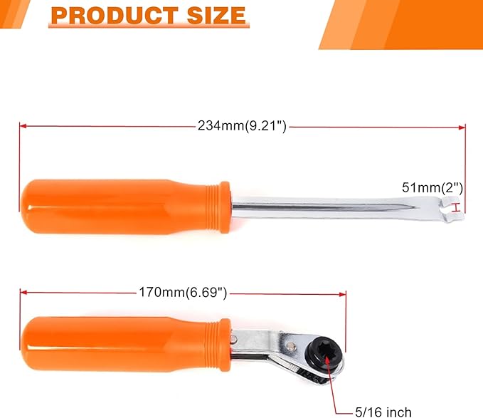 BARTOO 2PCS Automatic Slack Adjuster Tools, 5/16'' Double Square Ratcheting Wrench & Fork End Release Tool, Brake Adjustment Tool for Semi Truck, Heavy Duty Truck,Trailers