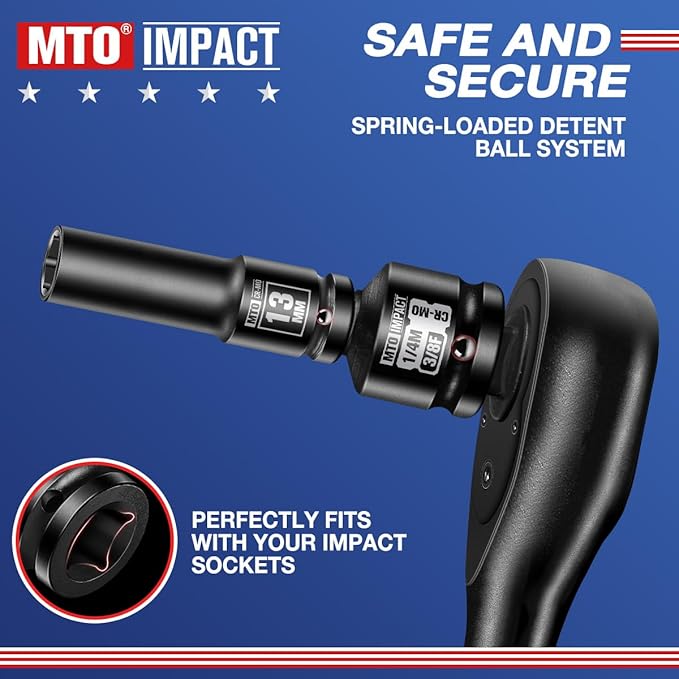 MTO 2-Piece 3/8" Female to 1/4" Male Impact Socket Adapter, 3/8-Inch Impact Socket Reducer, Chrome Molybdenum Alloy Steel, for Impact Wrench & Ratchet Use