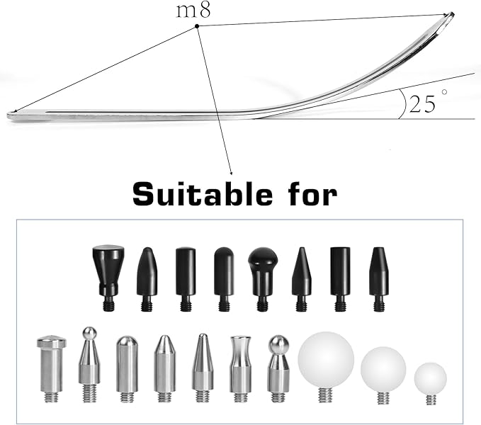 LadyRosian Paintless Dent Repair Tools Car Dent Removal Rods Kit Big Curved Rod Crowbar with Repair Hammer Tap Down Tool for Auto Body Hail Damage Repair