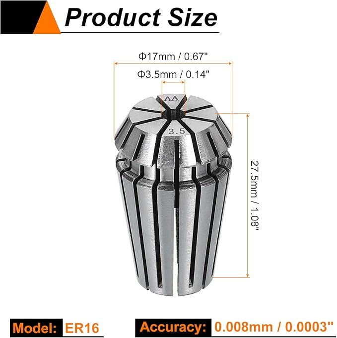 HARFINGTON Spring Collet Chuck ER16 3.5mm 65Mn Spring Steel Precision Router Collets for CNC Engraving Milling Lathe Tool