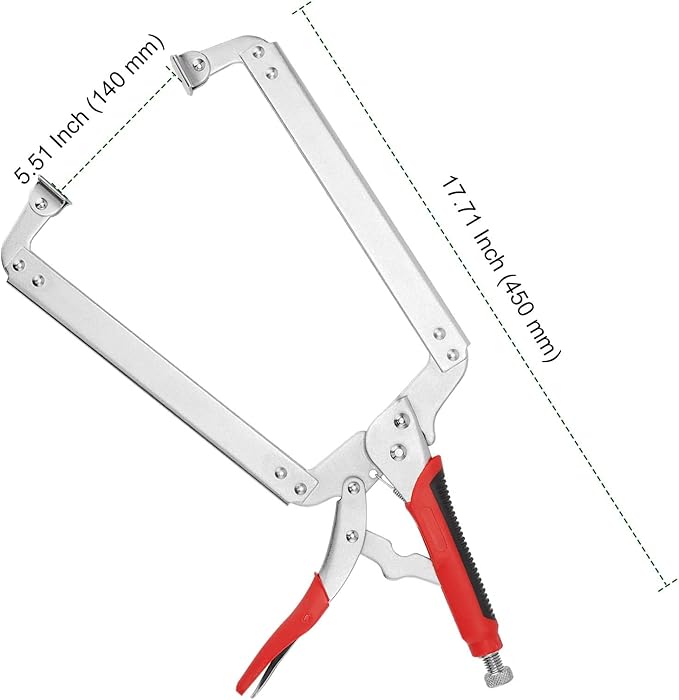 PINGEUI 4 PCS 18 Inch C Clamp Locking Pliers, Heavy Duty C Clamps with Swivel Pads and Rubber Handle Sleeve, Adjustable Welding Woodworking Tools, 7 Inch Max Jaw Opening