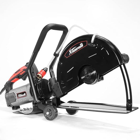XtremepowerUS 2600W 14" Concrete Saw Electric Cutter Wet/Dry Circular Concrete Cement Cut Off Floor Saw Water Feed Dust Port, Black/Red. Cutting Saw ONLY