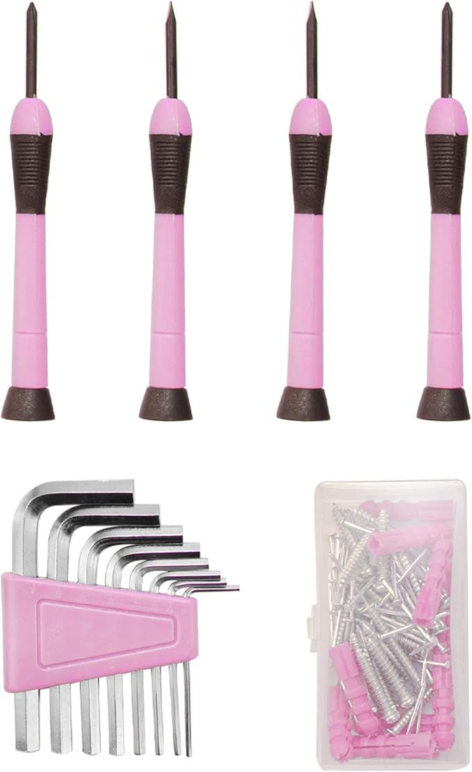 CARTMAN 126-Piece Home Tool Set Kit, Basic Household Hand Tools with Storage Case Pink