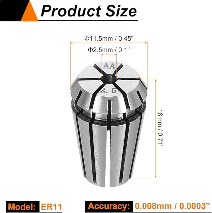 HARFINGTON Spring Collet Chuck ER11 2.5mm 65Mn Spring Steel Precision Router Collets for CNC Engraving Milling Lathe Tool