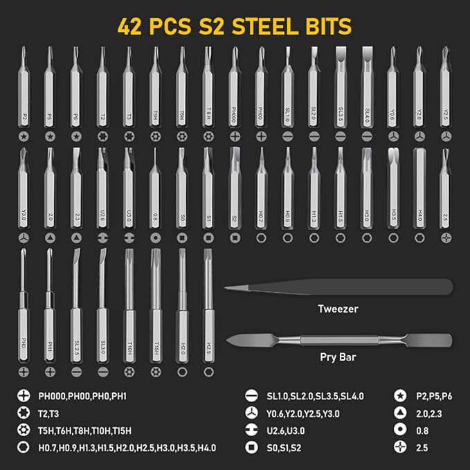 Mini Electric Screwdriver Set,3.7V Cordless Precision Screwdriver Set with 50 in 1 Magnetic Bits,Magnetic Storage,5 Torque Setting,LED Display,Small Repair Tool Kit for Computers,Phones,Watches (Grey)