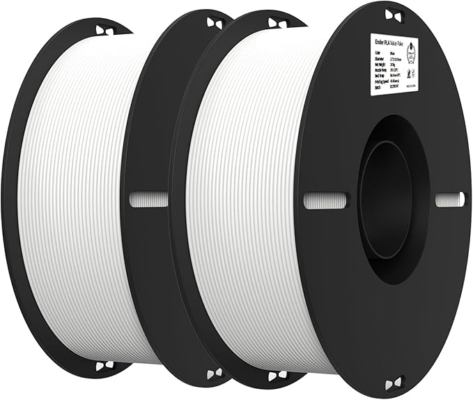 Creality 3D Printer Filament, PLA Filament 1.75mm Bundle 2Kg for 3D Printing, Ender PLA Filament No-Tangling, Strong Bonding & Overhang Performance, Accuracy +/- 0.02mm (White & White 2-Pack)