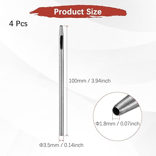 1.8MM Leather Hole Punch Tool [4PCS] - Metal Round Belt Hole Puncher Use for Leather Working & Belts & Watch Band & Paper & Plastic - [Silver Tone] Round Hollow Tools