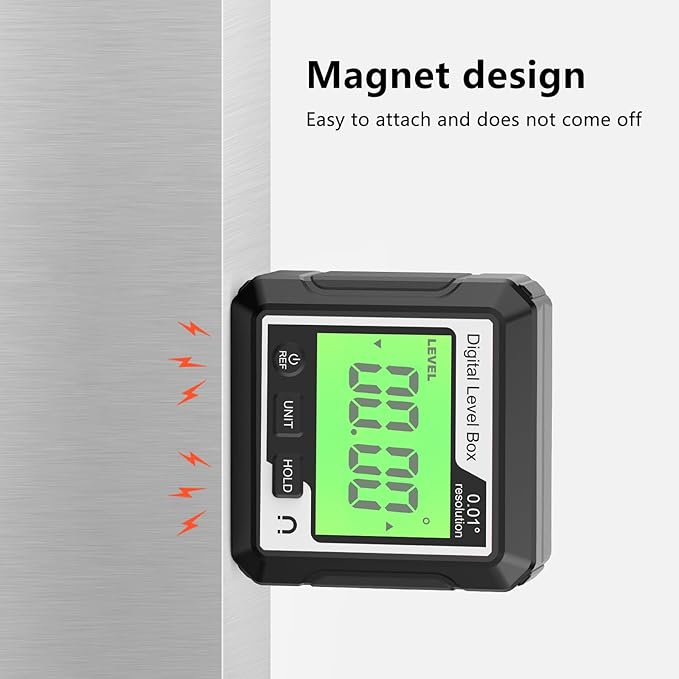 Abizarch Digital Angle Finder Magnetic Angle Gauge LCD Digital Level tool Protractor Inclinometer Level Box Backlit Portable Angle Measurement Tool Battery Operated (black+white) (Black+white)