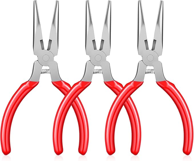 3 Pcs Needle Nose Pliers 5 Inch Long Nose Pliers with Side Cutter Spring Small Plier for Jewelry Repair Wire Wrapping Beading Crafts Jewelry Making Supplies