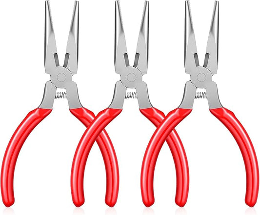 3 Pcs Needle Nose Pliers 5 Inch Long Nose Pliers with Side Cutter Spring Small Plier for Jewelry Repair Wire Wrapping Beading Crafts Jewelry Making Supplies