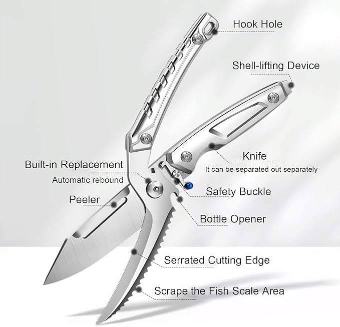 5-in-1 stainless steel kitchen poultry shears,spatchcock turkey shears heavy duty professional,butcher bone cutting scissors;,kitchen poultry scissors all purpose for food,meat,cooking