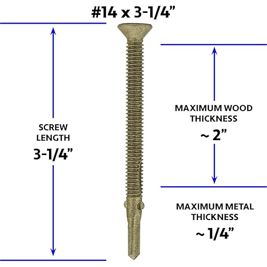 14x3-1/4 Reamer Tek Torx/Star Head Self-Drilling Wood to Metal Screws - for Flatbeds, Trailers - T-30 Torx Screw Head 5 POUNDS - 150 Screws