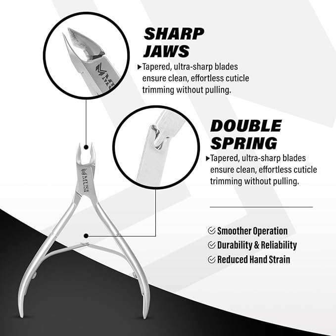 MUSI Cuticle Trimmer, Remover & Pusher ??Professional Pedicure & Manicure Tools for Fingernails & Toenails, Dead Skin Removal, Durable Stainless Steel Nipper, Cutter & Clippers Kit