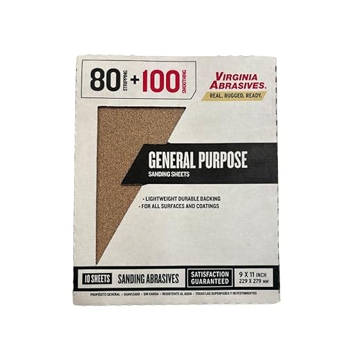 Virginia Abrasives 9??x 11??Coarse 80/100 Combo Pack General Purpose Sandpaper Sheets, 5 Each, 10 Total Sheets