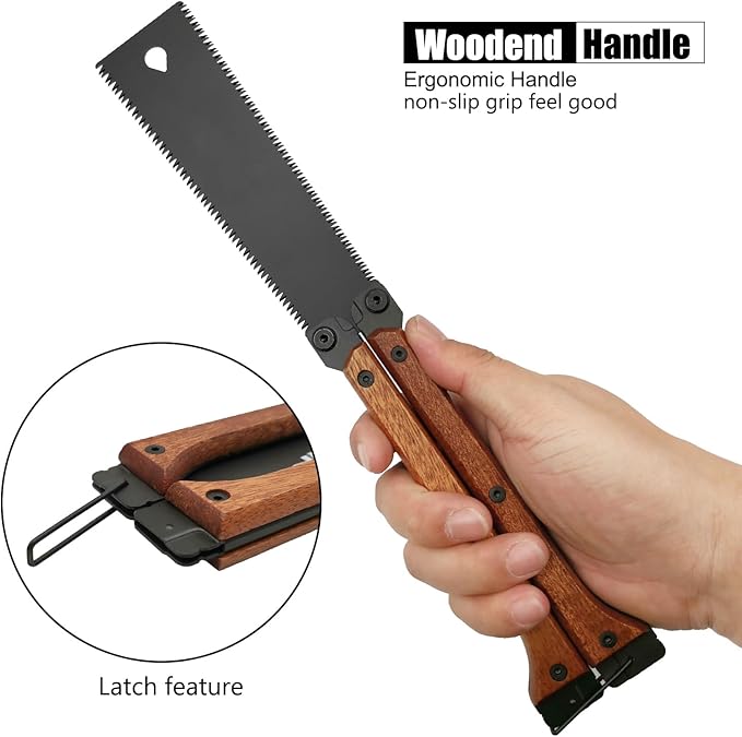 Folding Hand Saw - 5.5inch, 11TPI Pruning Saw with Smooth Cuts & Flush Cut Feature for Camping and Gardening