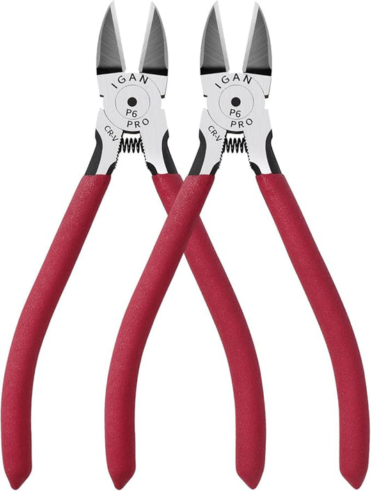 IGAN-P6 Wire Cutters (Pack of 2), 6-inch Ultra Sharp & Powerful Side-cutting Pliers with Longer Flush Cutting Edge, Ideal Wire Cutter for Crafts, Floral, Electrical & Any Clean Cut Needs