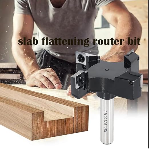 Slab Flattening Router Bit 1/2 Shank, Exra Large 3" Cutting Dia 4-Wing, Insert Carbide CNC Spoilboard Surfacing Router Bit, Wood Planer Planing Bit for Flycutter/Slab Leveler/Rabbeting by SICWOOD