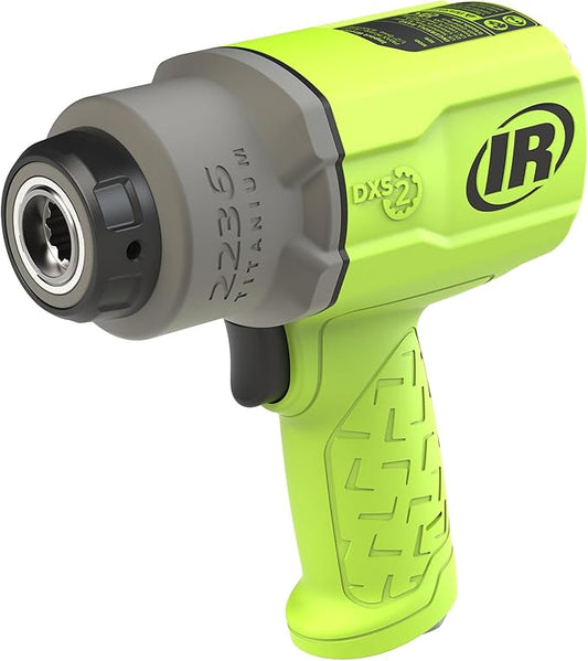 Ingersoll Rand 2236QTIMAX-G DXS2 1/2" Air Impact Wrench, Quiet, 1500 ft-lb Torque, Titanium Hammercase, Friction Ring Retainer, Green