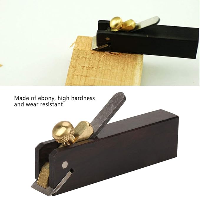 Block Plane, Mini Wood Planer Hand Tool, Ebony Woodworking Bottom Planer with High Speed Steel Blades, Compact Hand Planer for Wood Handmade Lovers, 3.0 x 0.8in, 1Pcs