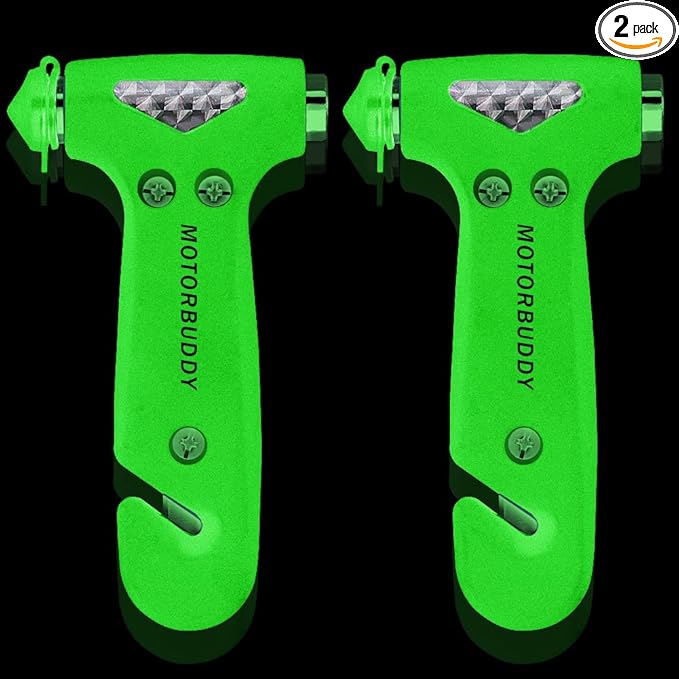 2-Pack Car Safety Hammer, Auto Emergency Escape Hammer with Window Breaker and Seat Belt Cutter, Emergency Escape Tool for Car Accidents, Glow in The Dark