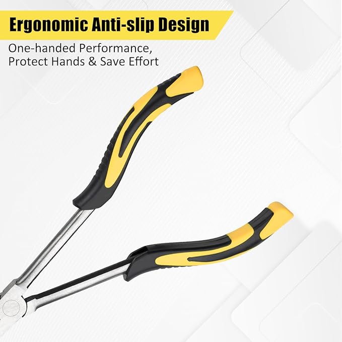 Premium Long Needle Nose Pliers-11?쇺? Paper Clamp Precision, High Carbon Steel, Soft Grip with Wire Cutter, Long Nose Cutting Pliers for Home, Fishing, Jewelry, Crafts,2pcs