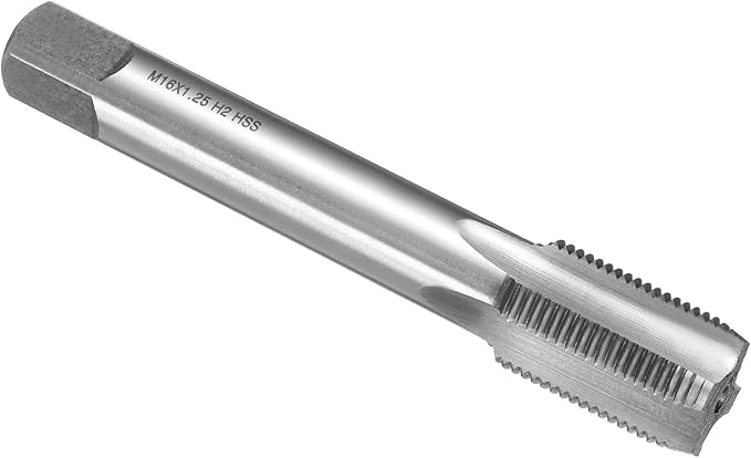 uxcell Hand Plug Tap M16 x 1.25 H2 Metric Thread Plug Style Taps Straight Flute Screw Tapping Threading Tool High Speed Steel HSS6542