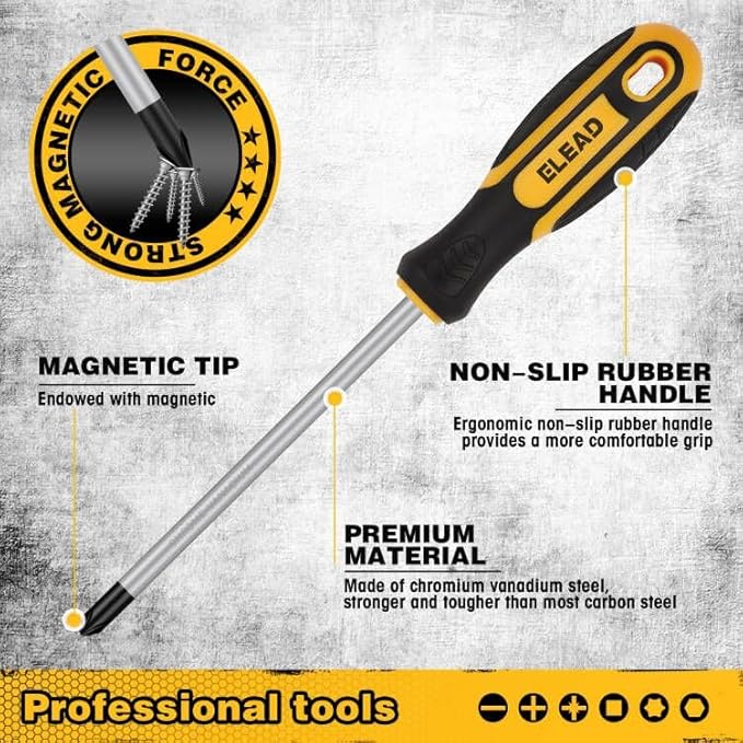 Magnetic Screwdriver Set with Case: 86-Piece Slotted Phillips, Hex, Torx, Precision, Nut Drivers, Driver Bits and Magnetizer, Ergonomic Handle, Ideal for Mechanics and Professionals