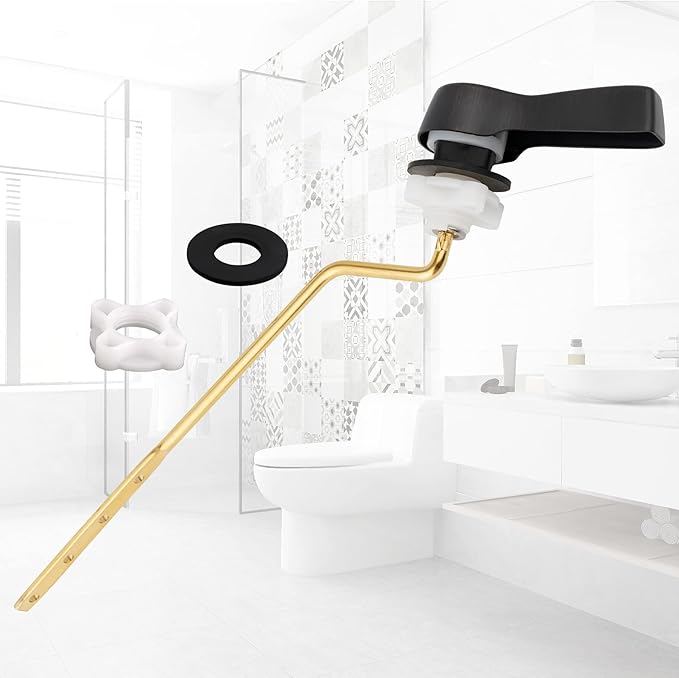 Hibbent 2 Pack Universal Metal Side Mount Toilet Handle Replacement Kit, Brass Toilet Flush Tank Lever with 2 Pieces Stainless Steel Flapper Chains for Most Toilets, Oil-Rubbed Bronze