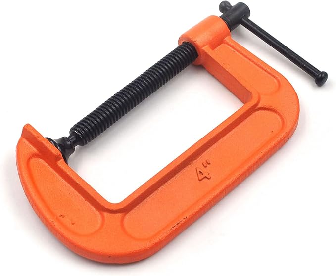 (4-Piece) C Clamps Set 1-Inch, 2-Inch, 3-Inch, 4-Inch Heavy Duty Steel Iron Alloy Versatile G-Clamps, Orange