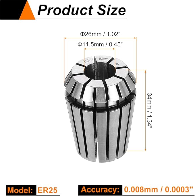 HARFINGTON Spring Collet Chuck ER25 11.5mm 65Mn Spring Steel Precision Router Collets for CNC Engraving Milling Lathe Tool