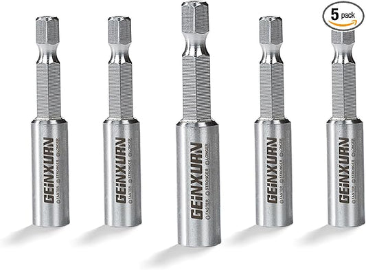 2Inches Stainless Screwdriver Bit Holders, 5PACK Extension Socket Drill Bit Magnetic Holder Hex Shank Quick-Change Drill Bit Guide