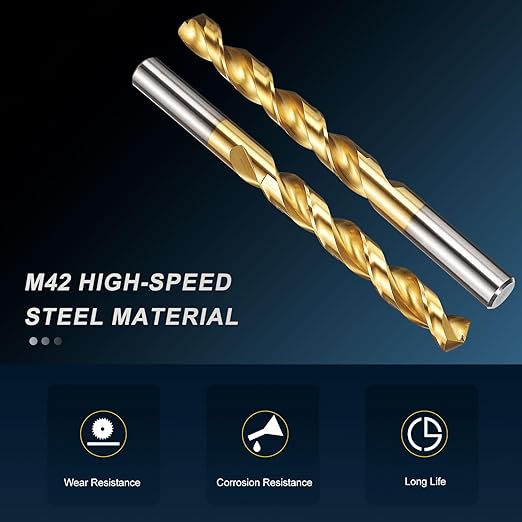 PATIKIL 13mm Drill Bit, M42 8% Cobalt High-Speed Steel Jobber Straight Shank 135° Titanium Nitride (TiN) Coated for Hard Metal Stainless Steel - 6 Pack
