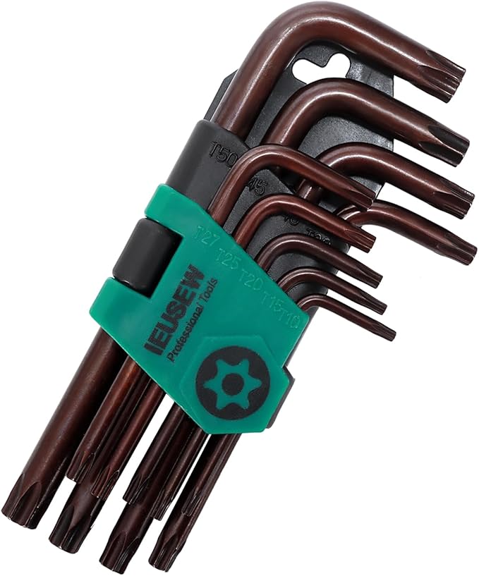 Torx Allen Wrench Set, Tamper Resistant Key Set, S2 Steel, 9-Piece T10-T50 Star Wrench